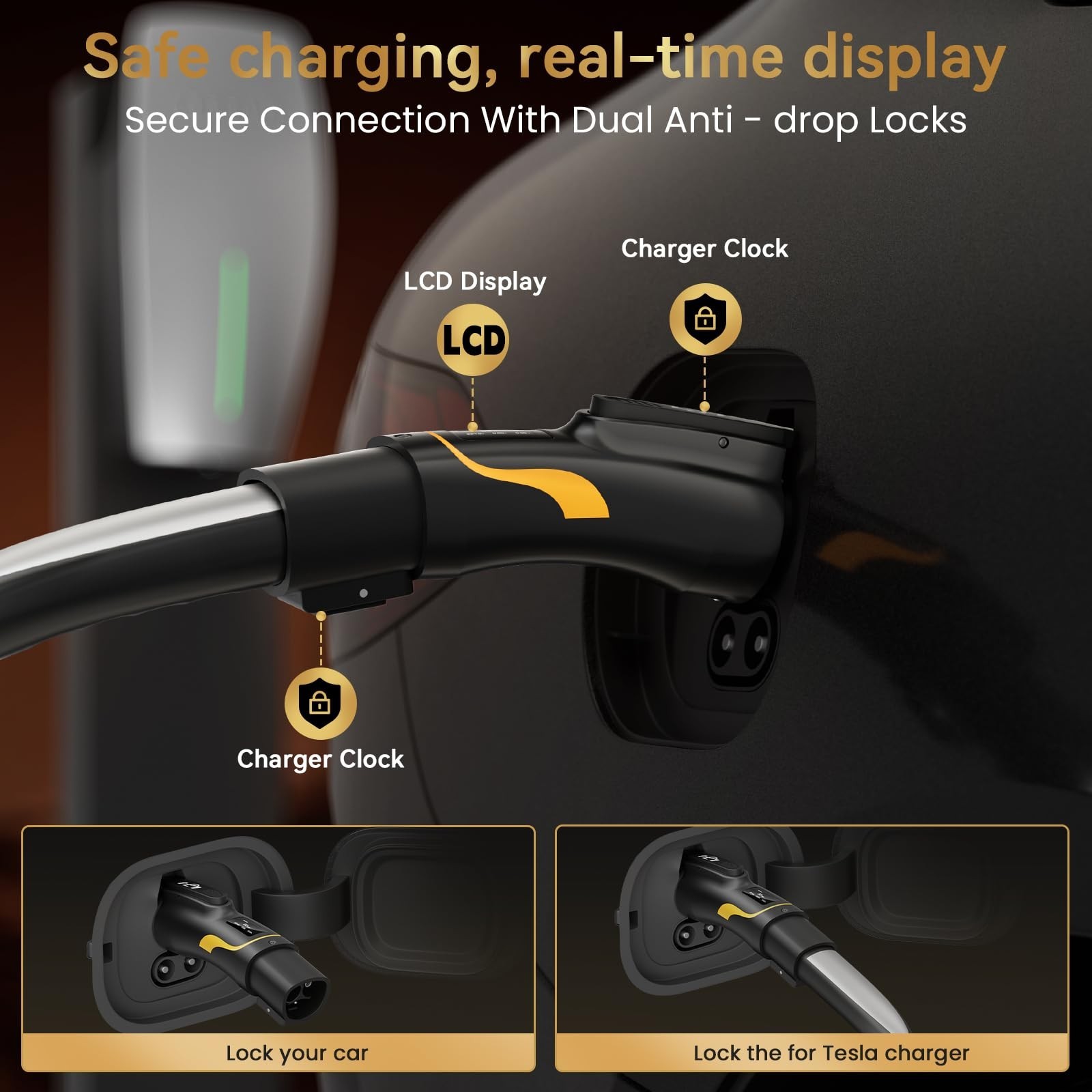 Tesla to J1772 Charger Adapter 80A 240V with LED Display – NACS to J1772 E