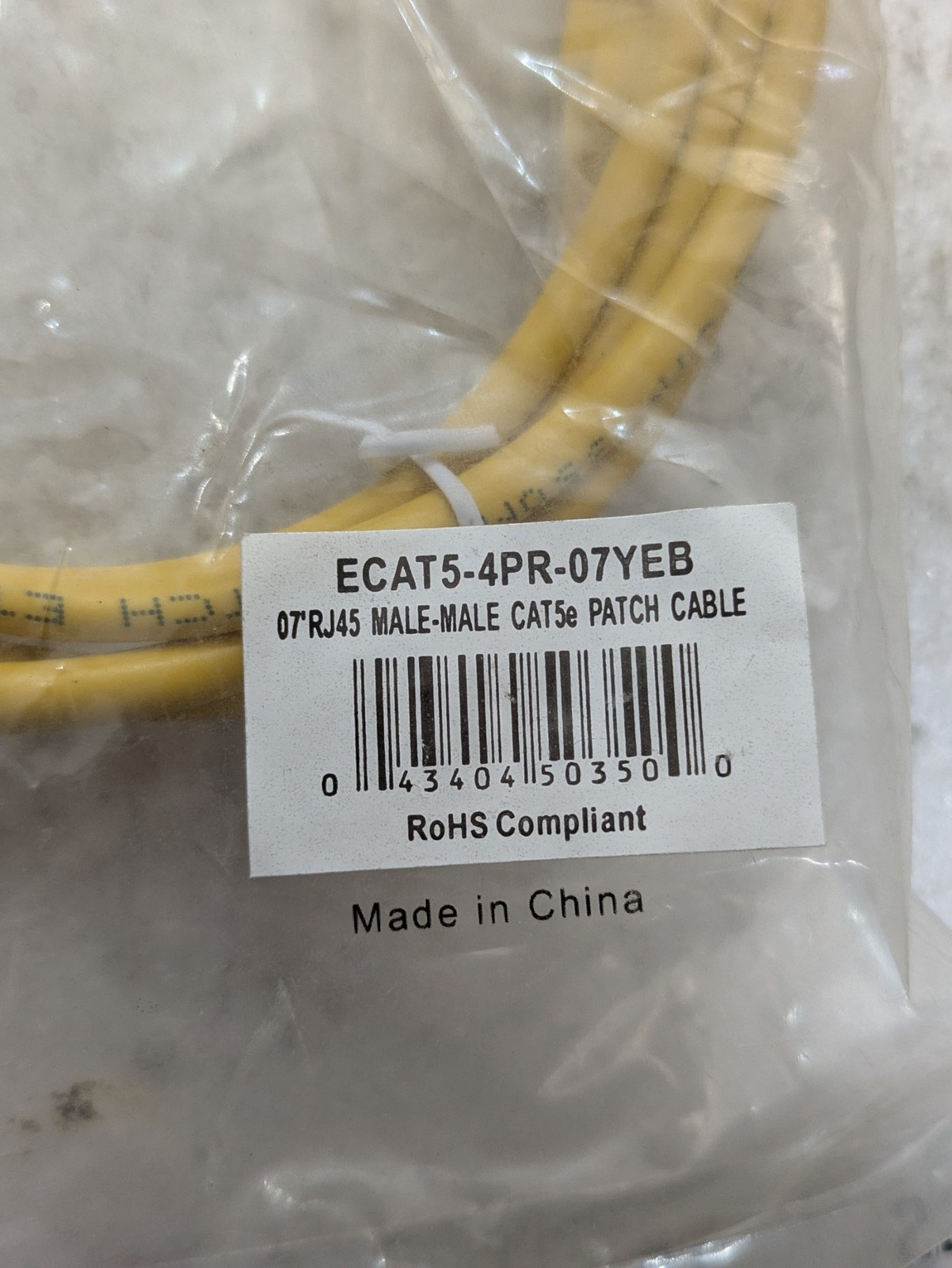 Lynn ECAT5-4PR-07YEB CAT5e Patch Cable RJ45 M/M 7ft Yellow 24AWG UTP Booted