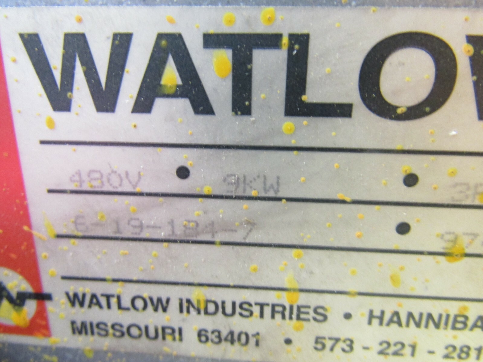Watlow 6-19-184-7 Immersion Heater Element 490V 9KW 3PH