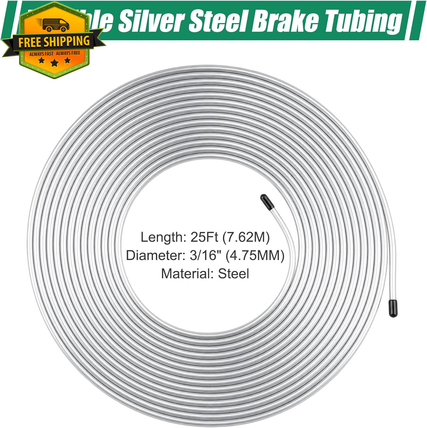 25Ft Zinc Coated Steel Brake Line Kit With Fittings For Truck SUV Trailer