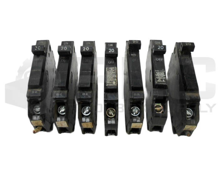 LOT OF 7 GENERAL ELECTRIC THQP120 CIRCUIT BREAKER 1 POLE 20A 120-240VAC
