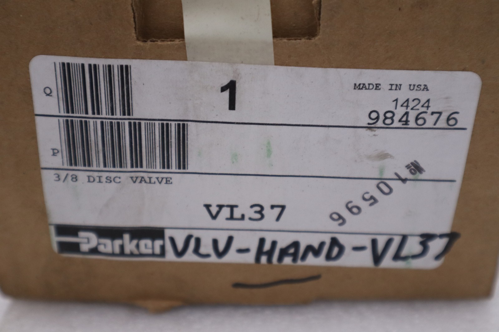 PARKER VL37 150PSI 3/8″ DISC VALVE – NEW IN BOX – STOCK GF208A