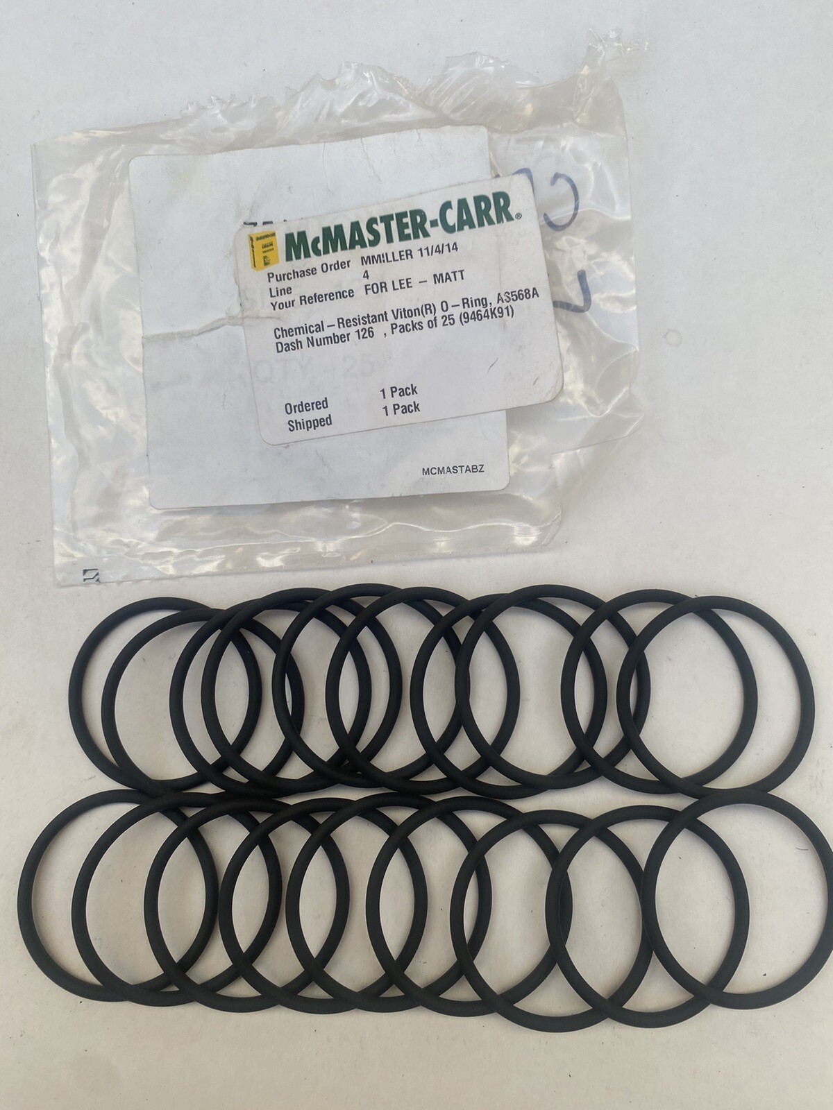 (YC14) Lot of (19) 9464K91 Viton O-Ring AS568A Chemical Resistant