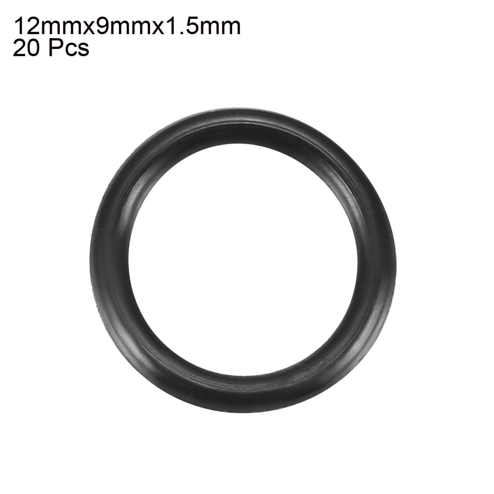 20PCS Black Rubber Flexible O Ring Seal Washer Gasket 12mmx9mmx1.5mm