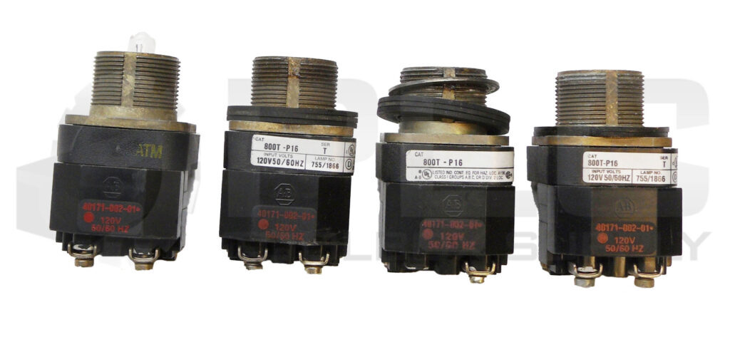 LOT OF 4 ALLEN BRADLEY 800T-P16 /T PUSH BUTTON W/ 40171-002-01 COIL *READ*