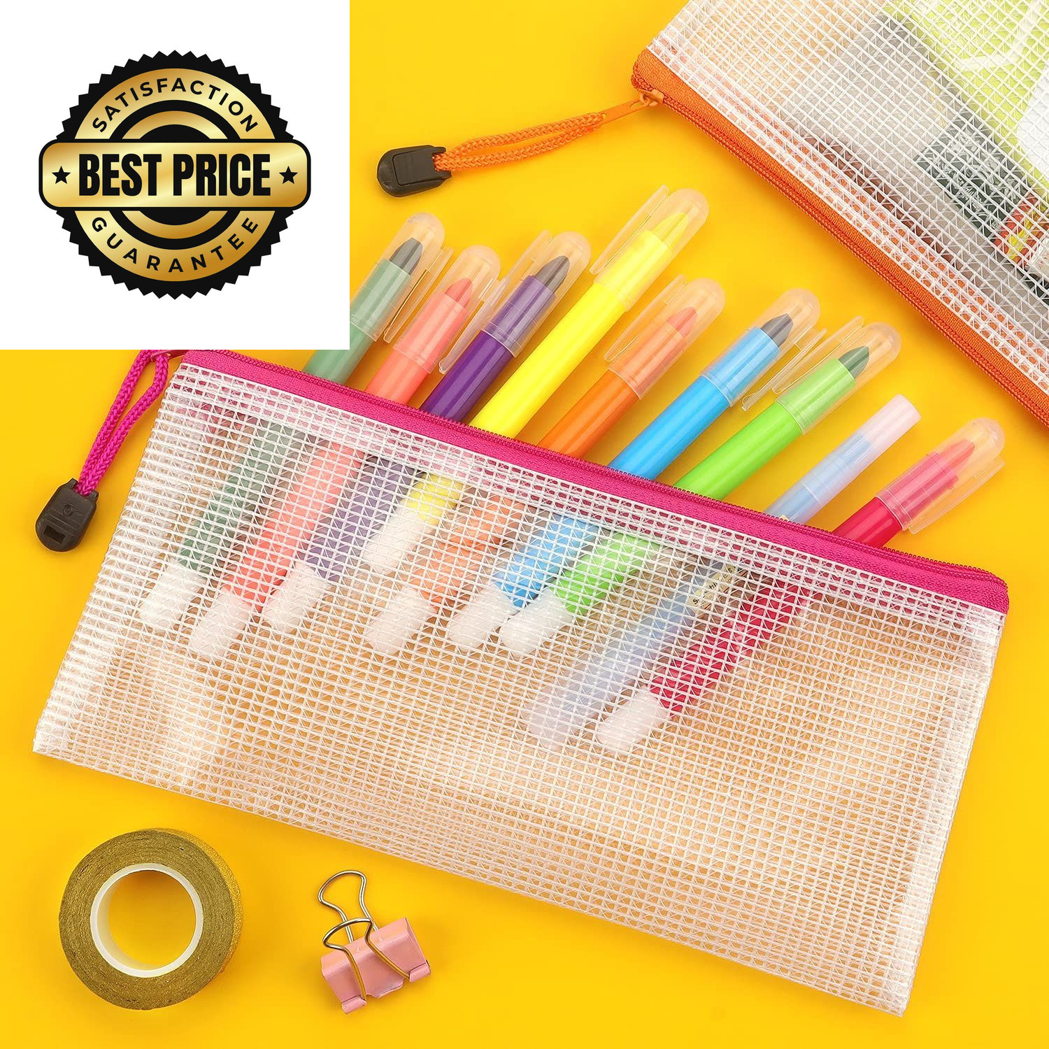 Tamaki 10 Pack Mesh Zipper Pouch Document Waterproof Zip A6, 10 Colorful