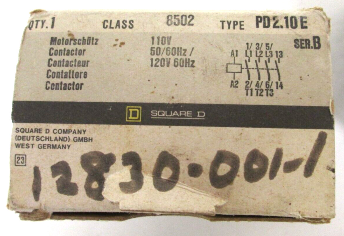 SQUARE D COMPANY, CLASS 8502, TYPE PD 2. 10 E, SHORT CIRCUIT PROTECTOR, SURPLUS