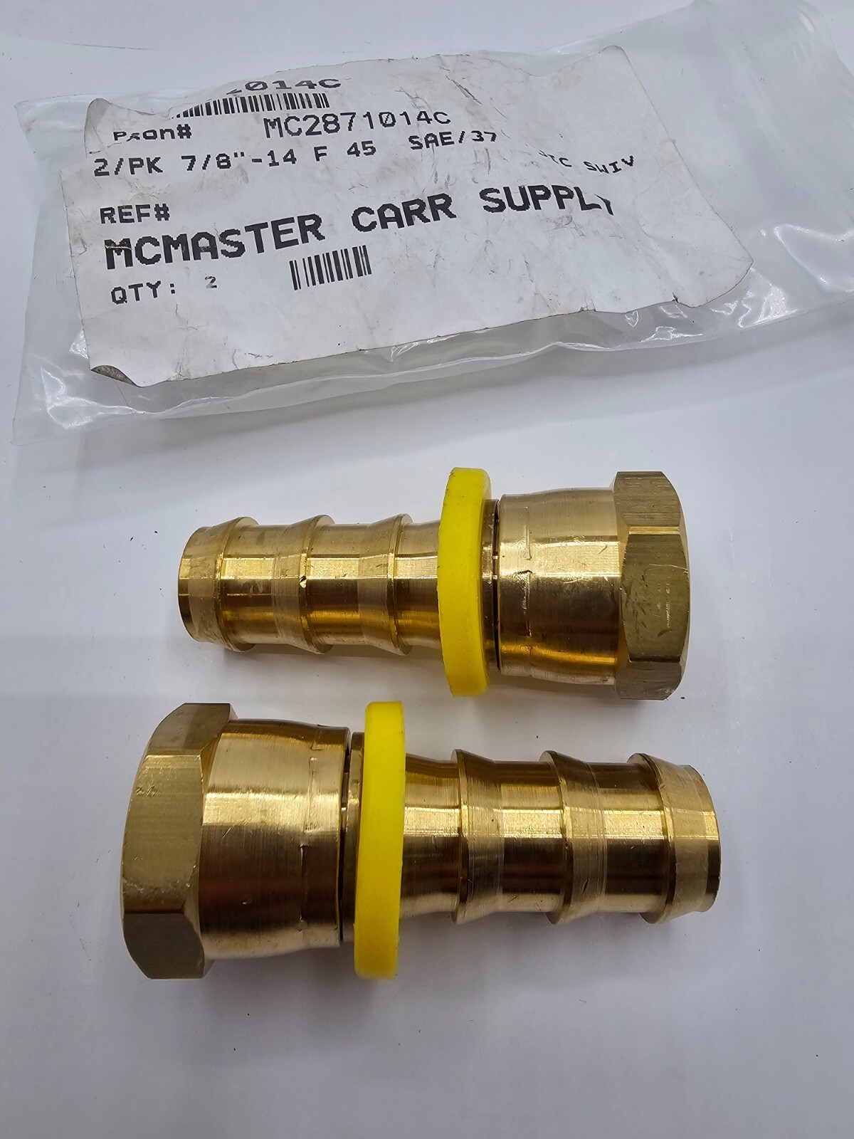 (QTY 2) McMaster Carr Supply MC2871014C Fitting Dixon 7/8″-14 F 45 SAE/37