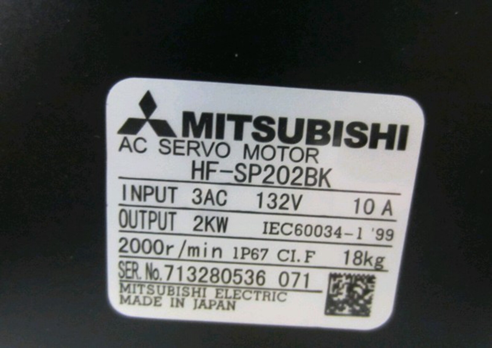 NEW Mitsubishi AC servo motor HF-SP202BK
