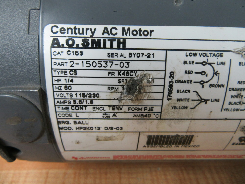 A.O. Smith 2-150537-03 Century AC Motor C153