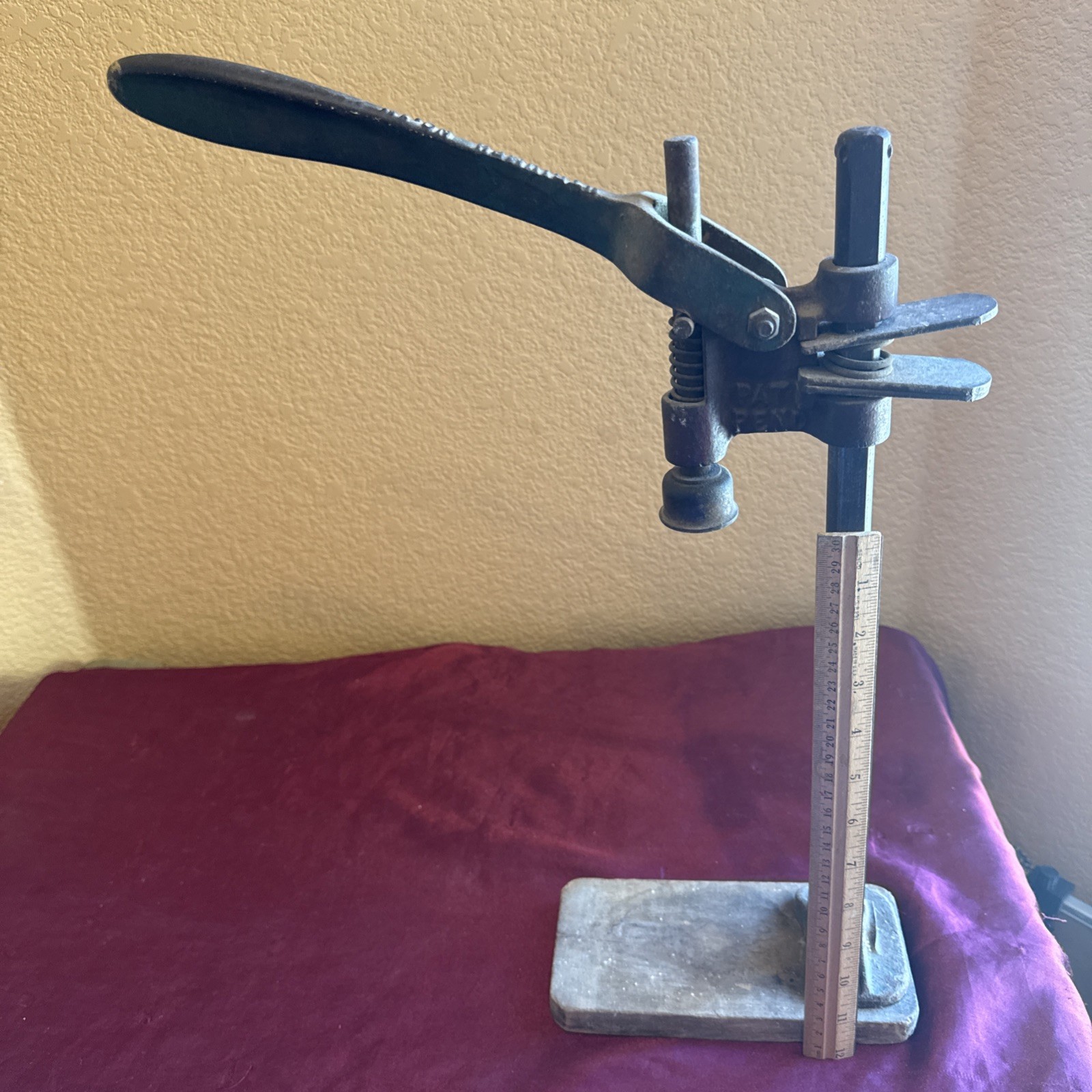 Antique Red Sun Triumph No. 1 Cast Iron Bottle Capper Vintage Bench Press Tool