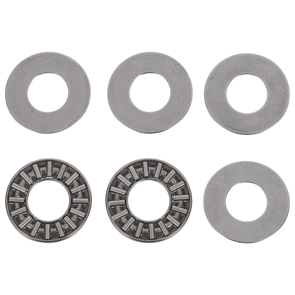 2Pcs Flat Axial Needle Roller Bearings Steel High Load Thrust Bearing Set Silver