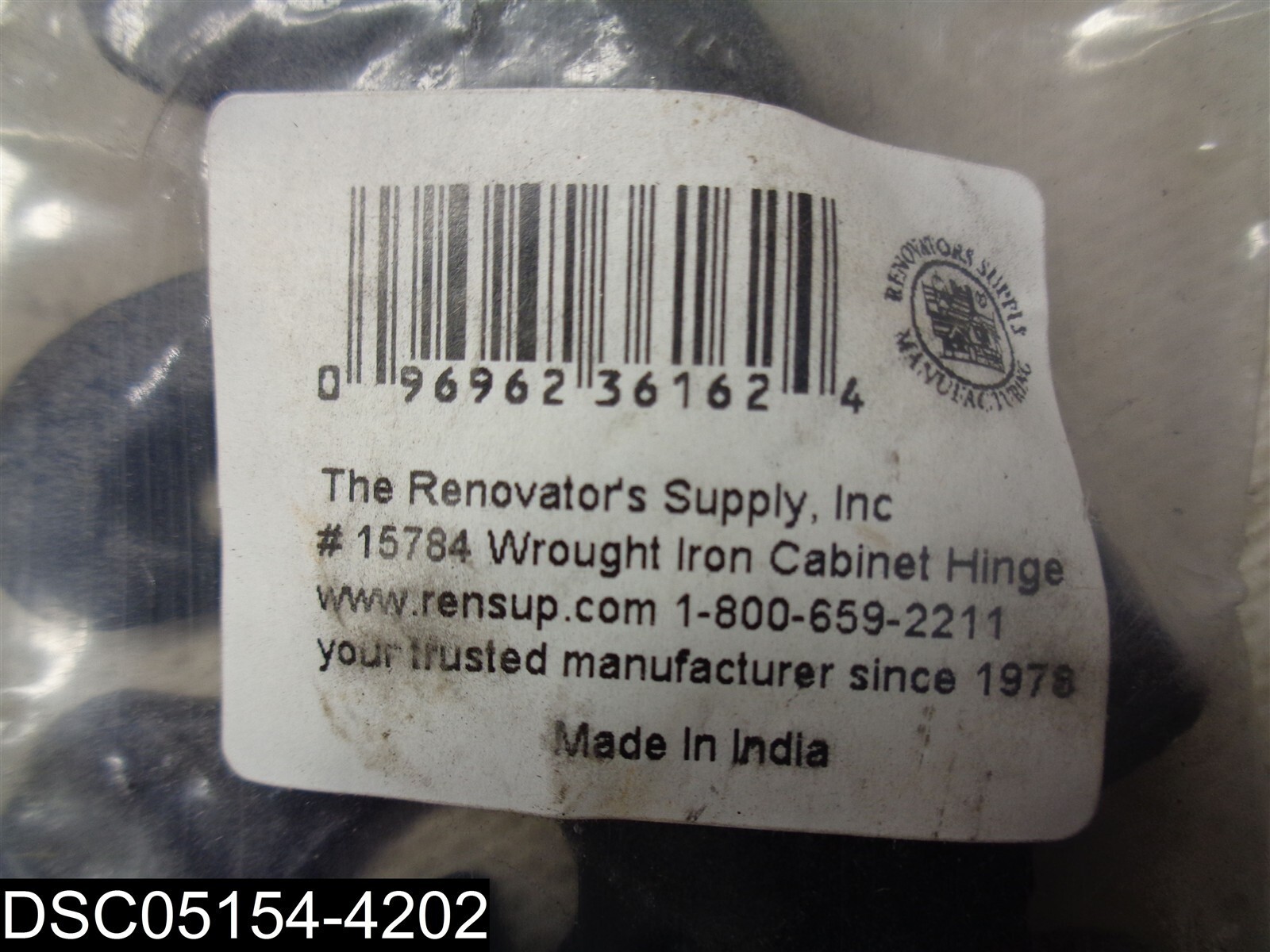 096962361624 Renovators Supply 15784 Wrought Iron Cabinet Hinge