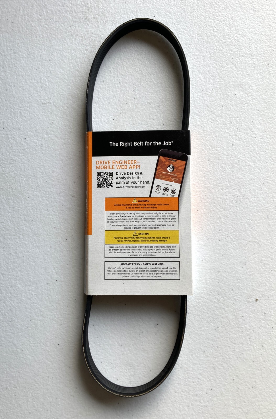 Timken Carlisle 290J6 Vee-Rib Poly V Belt Made in Thailand 290J