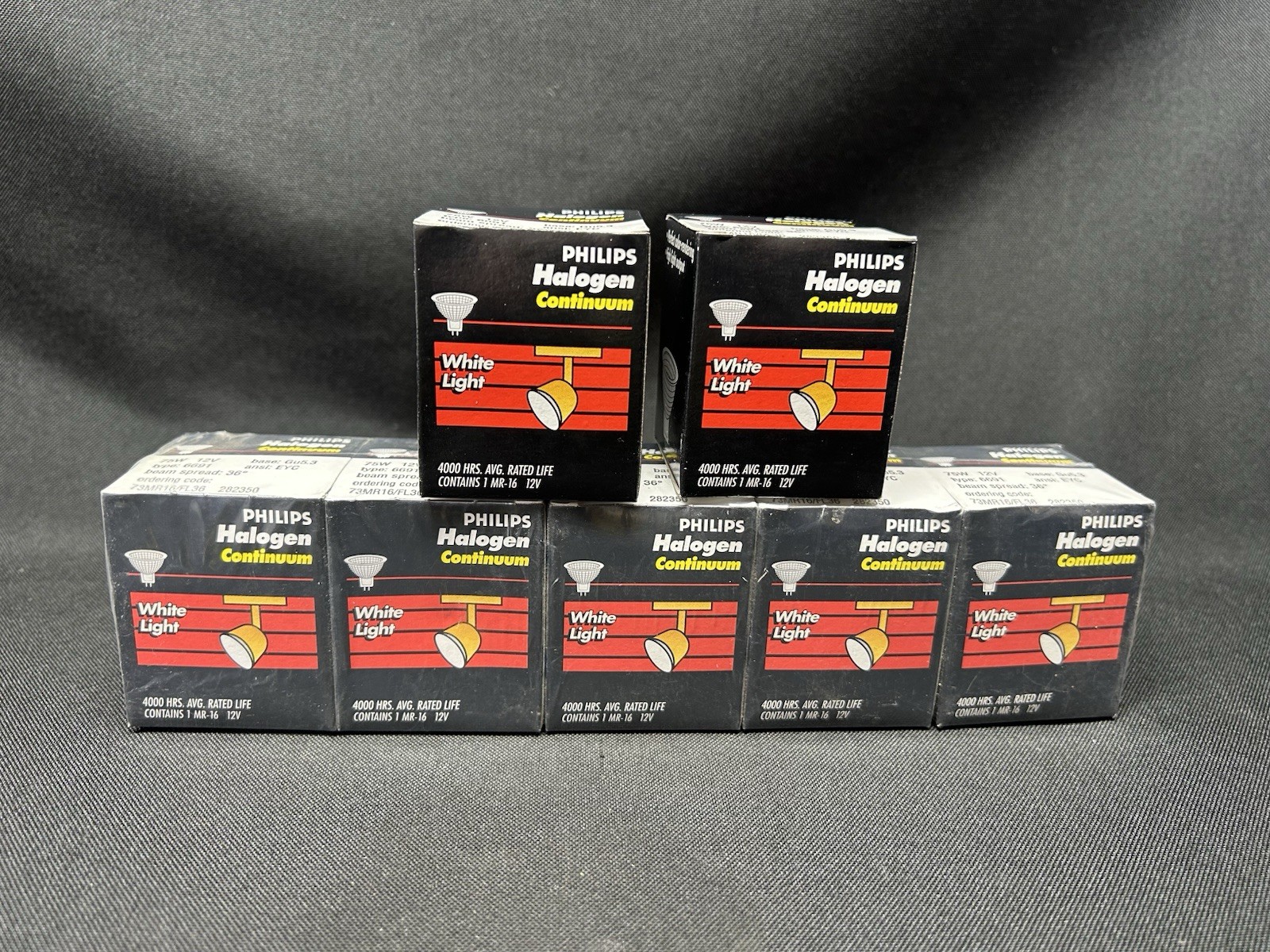 7 Philips Halogen Continuum Lamp Bulbs 75W 12V Flood Gu5.3 Base