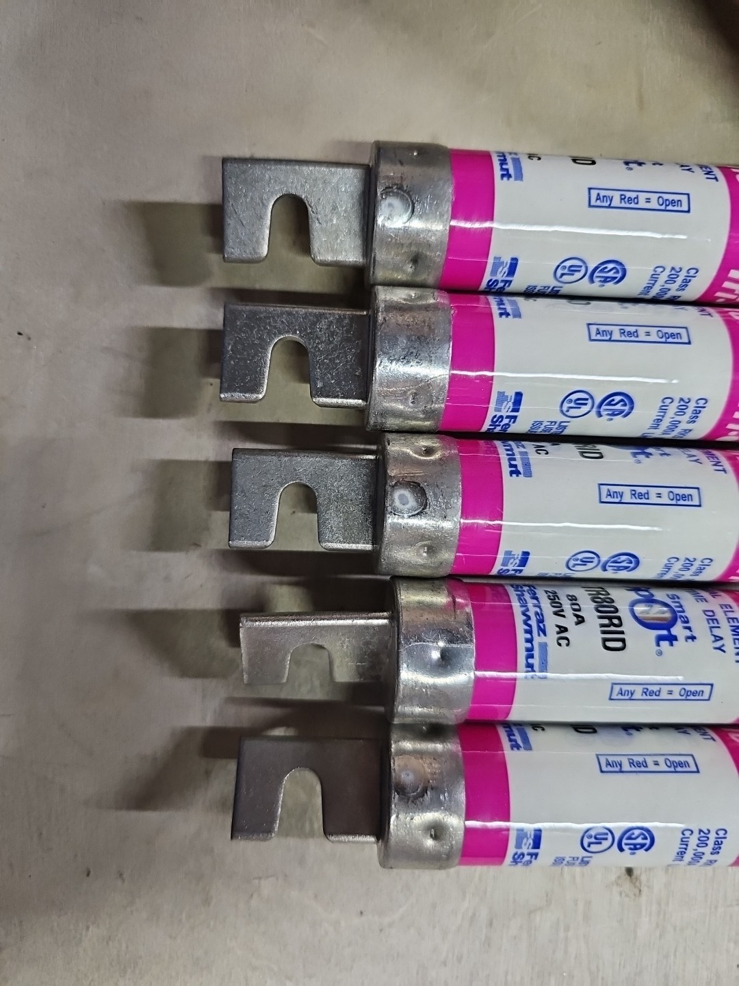 1) New box of 5 Mersen TR80RID Ul Class Fuse Rk5 Class Time-Delay 80A 250V
