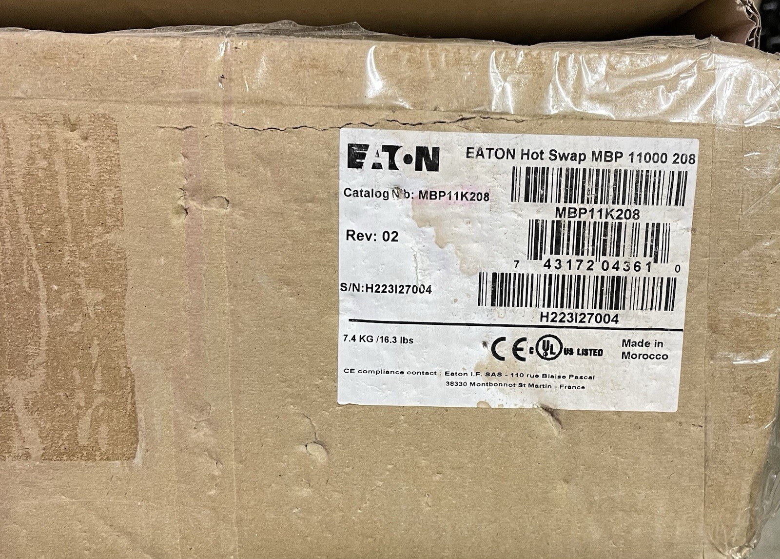 Eaton Hot Swap MBP11K208 MBP Bypass Module – Hardwired Rev 02