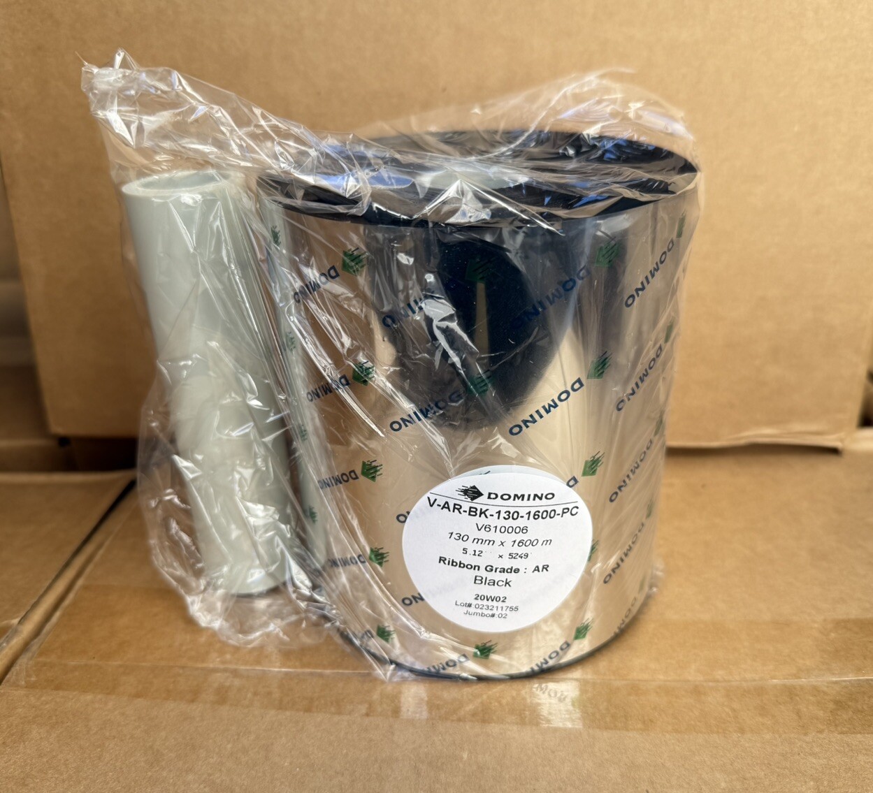 Box Of 5 Domino V-AR-BK-130-1600-PC Transfer Ribbon AR Black 130mm X 1600m *New