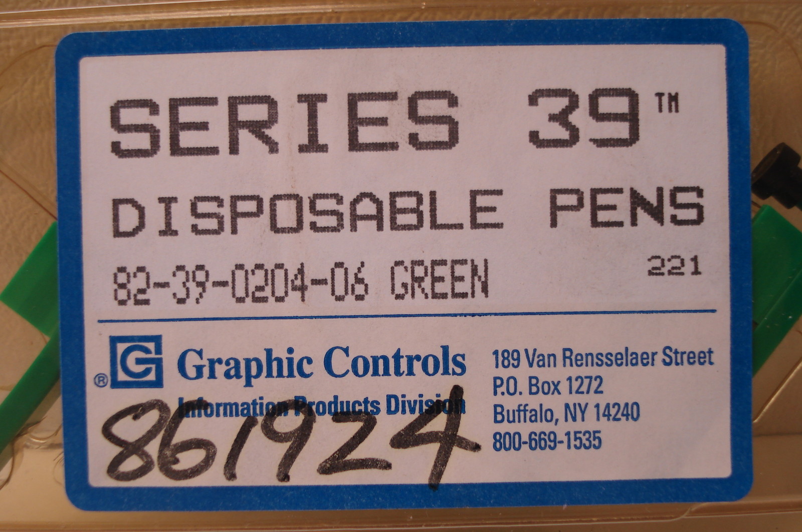 NEW GRAPHIC CONTROLS SERIES 39 82-39-0204-06 GREEN MARKER 6 PACK