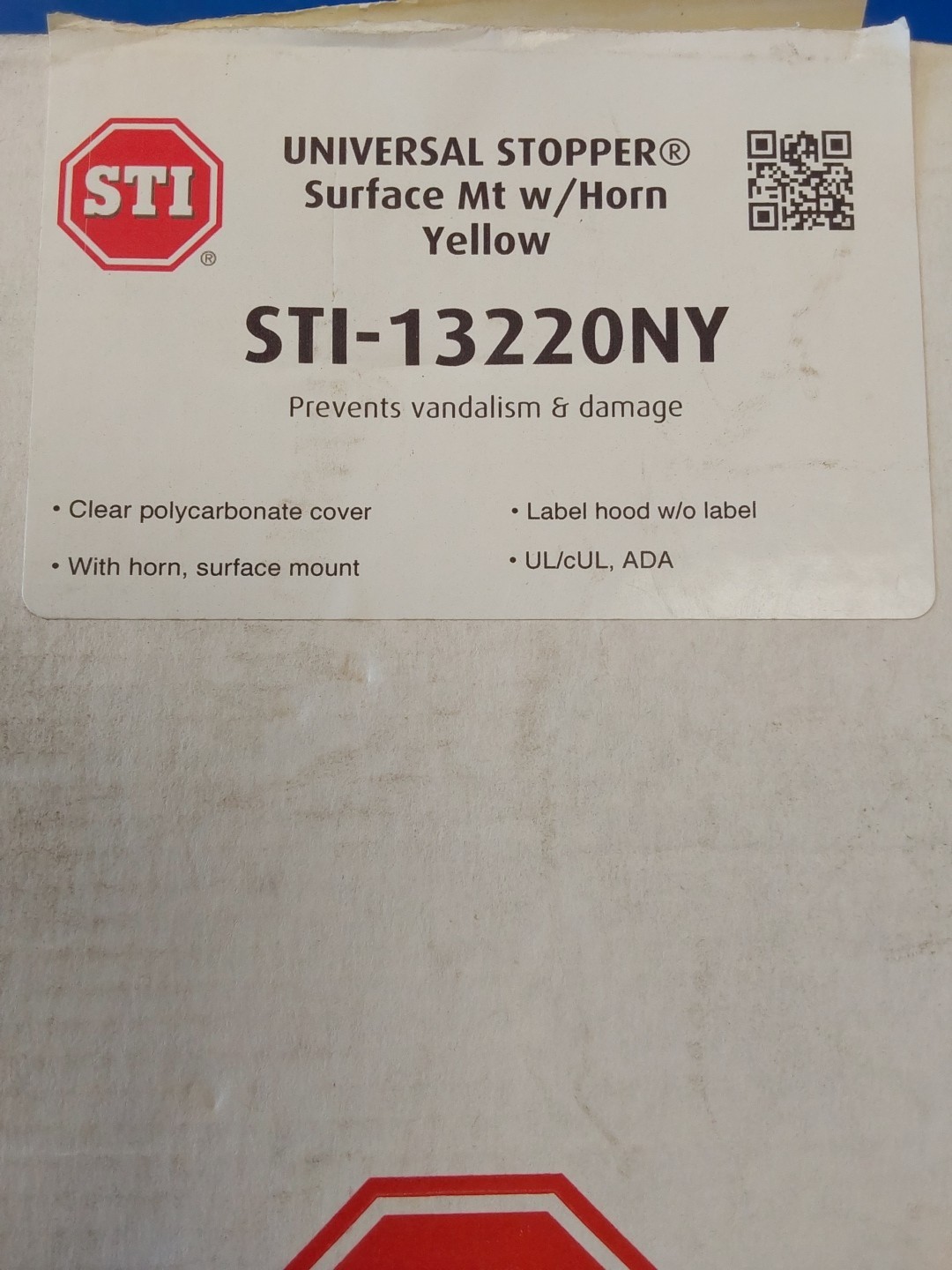 Safety Technology International Sti-13220NY Universal Stopper SURFACE MT W/HORN