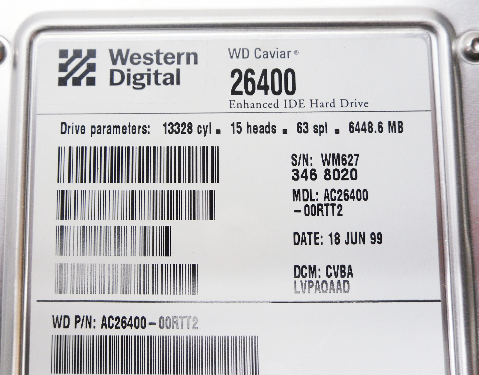 NEW WESTERN DIGITAL AC26400-00RTT2 ENHANCED IDE HARD DRIVE