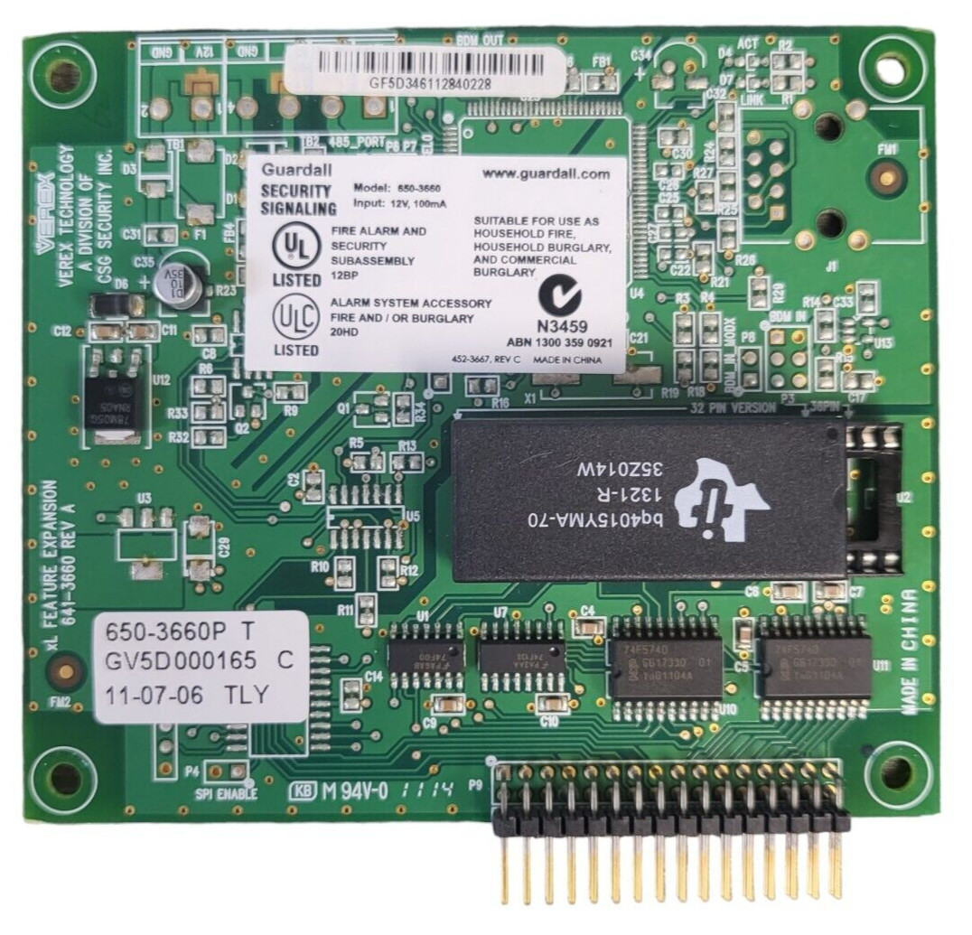 VEREX/GUARDALL TECHNOLOGY 641-3660 Access Control – 650-3660 Expansion Card
