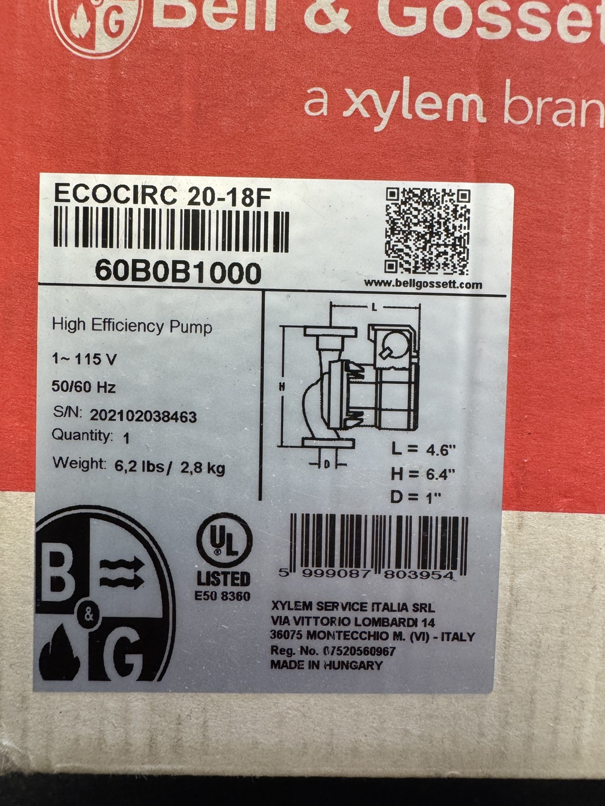 Bell & Gossett 60B0B100 Variable Speed ECM Smart Circulator, flanged