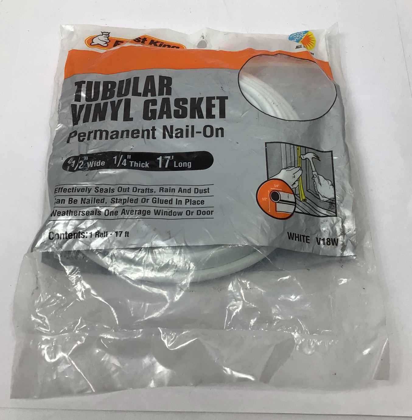 Door Seal-Tubular Vinyl Gasket Permanent Nail-In Frost King V18W