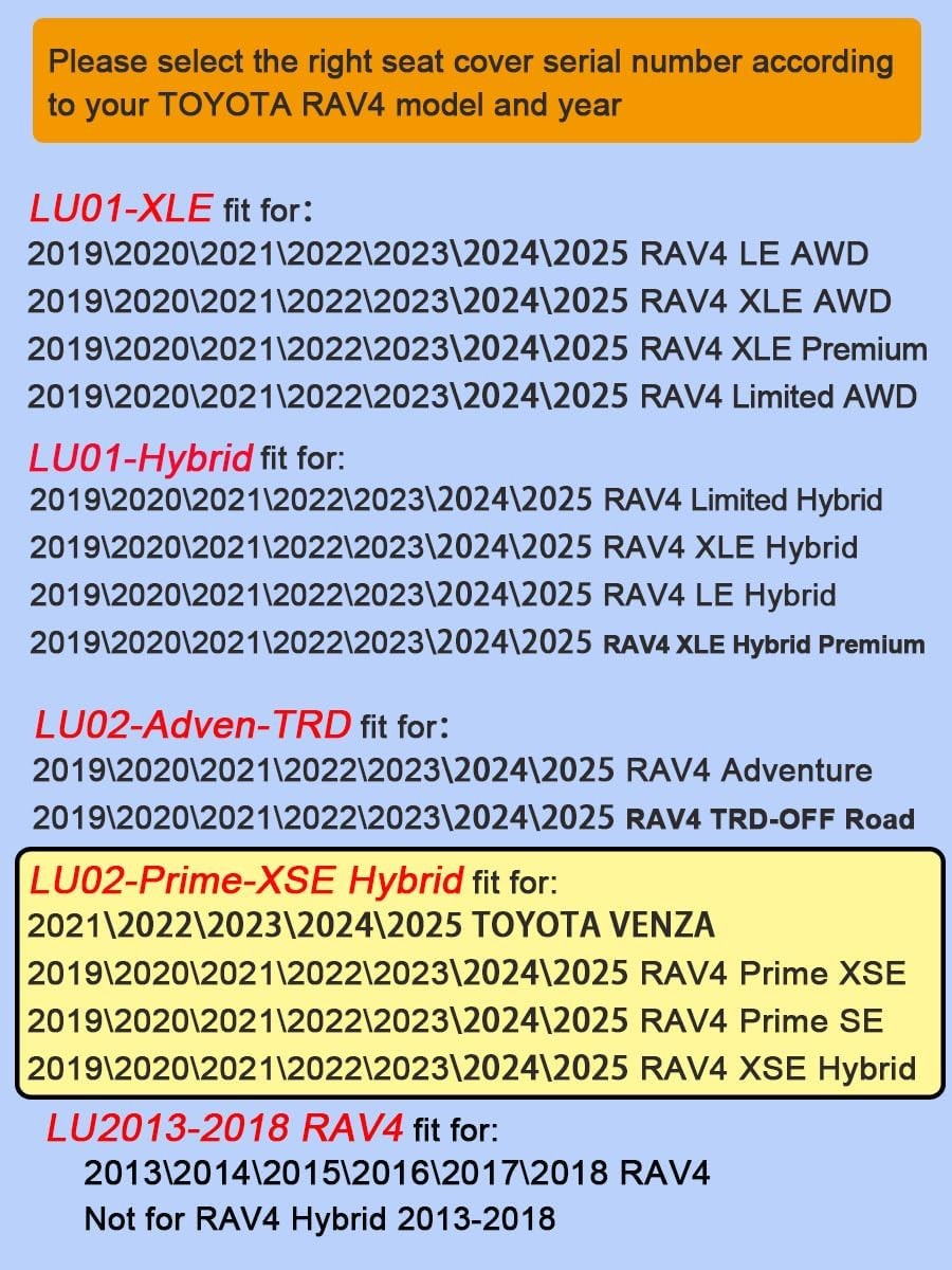 Custom Fit RAV4 and VENZA Seat Covers for LU02-Prime-XSE Hybrid, Wine Red