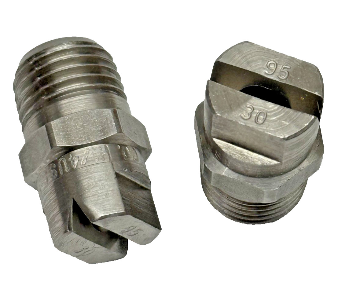 Lot Of 2, Spraying Systems H1/4U-SS9530 Stainless Steel Flat Fan VeeJet Nozzle