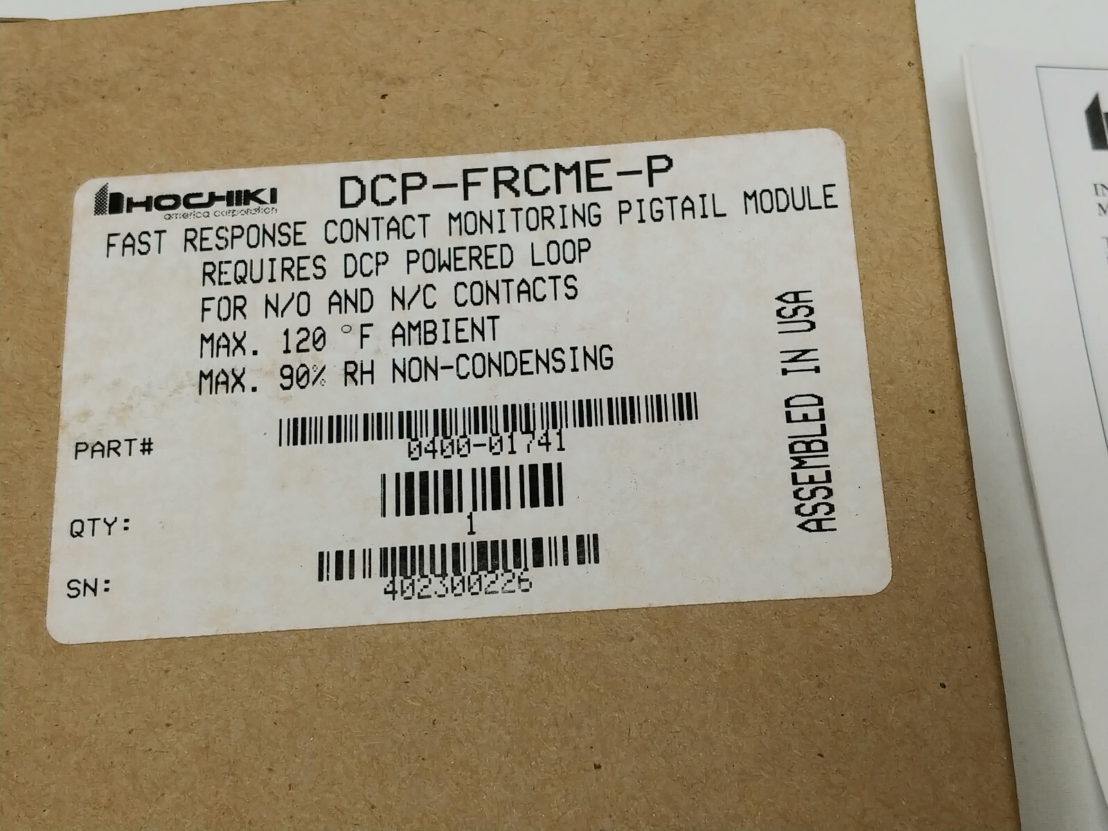 HOCHIKI DCP-FRCME-P Fast Response Contact Monitoring Pigtail Module 0400-01741