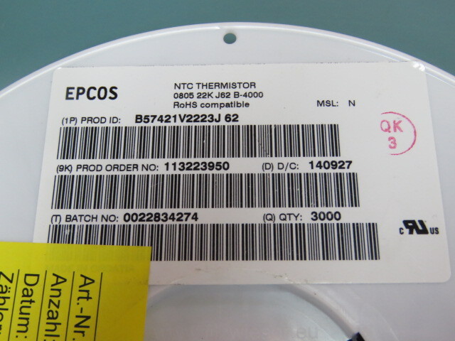 EPCOS B57421V2223J62 Qty of 780 per Lot NTC Thermistor 22k 0805 (2012 Metric)