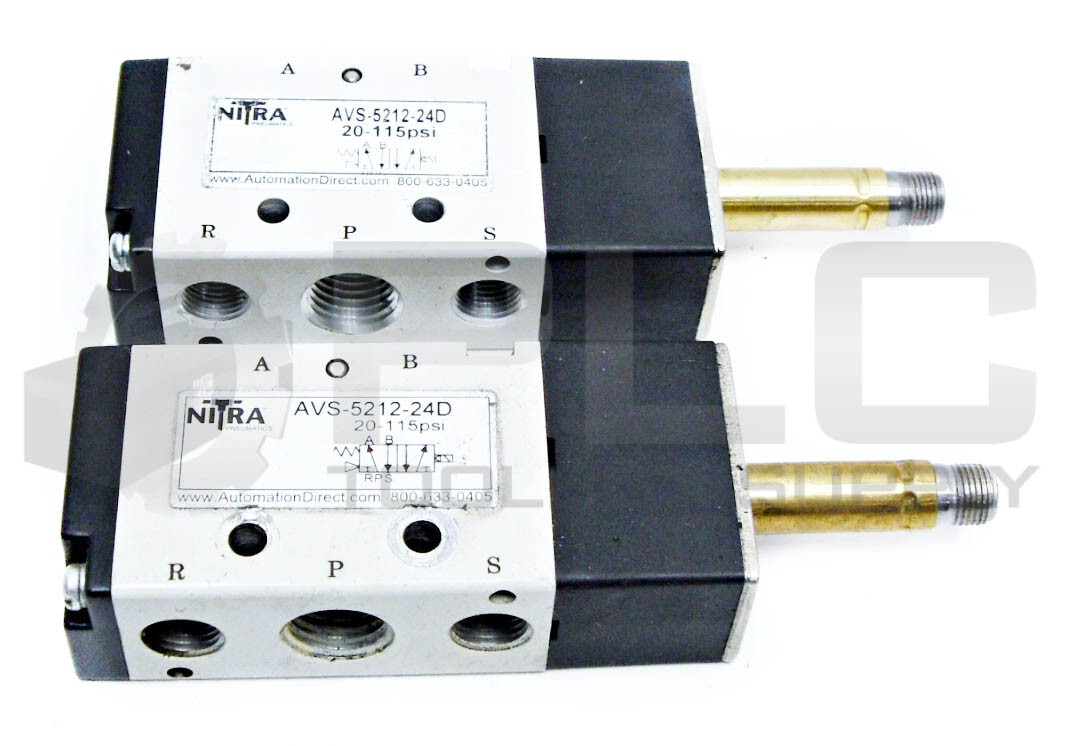 LOT OF 2 NITRA AVS-5212-24D SOLENOID VALVE 20-115PSI