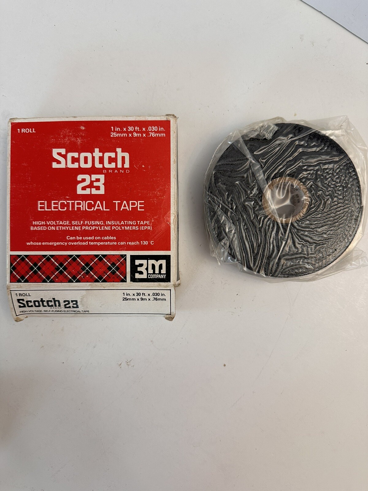 3M Scotch 23 Electrical Tape Black High-Voltage Insulating 3/4″ X 30′ X .030″