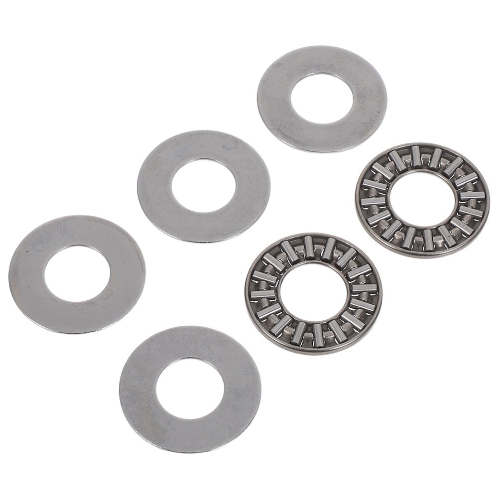 2Pcs Flat Axial Needle Roller Bearings Steel High Load Thrust Bearing Set Silver