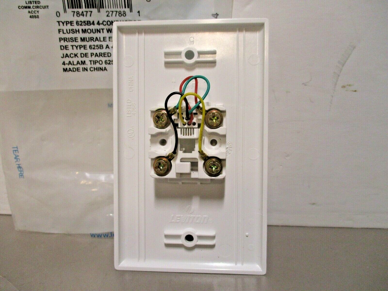 x15 Leviton Type 625B4 4-Conductor Flush Mount Wall Jack Telephone WHITE 40949W