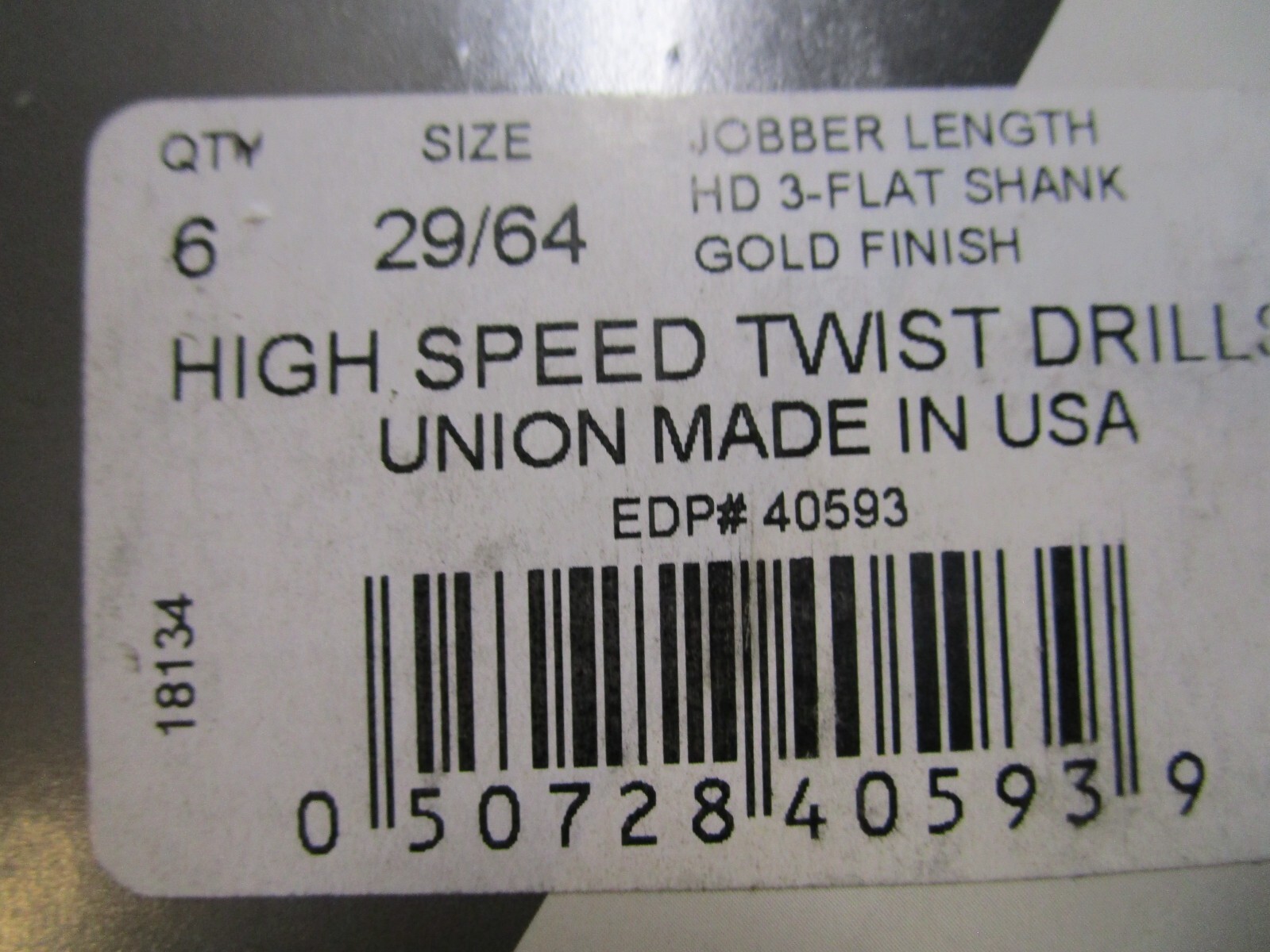 29/64″ x 5-5/8″ OAL 135° Split Gold HSSStraight w/3 Flats Jobber Drill QTY 3