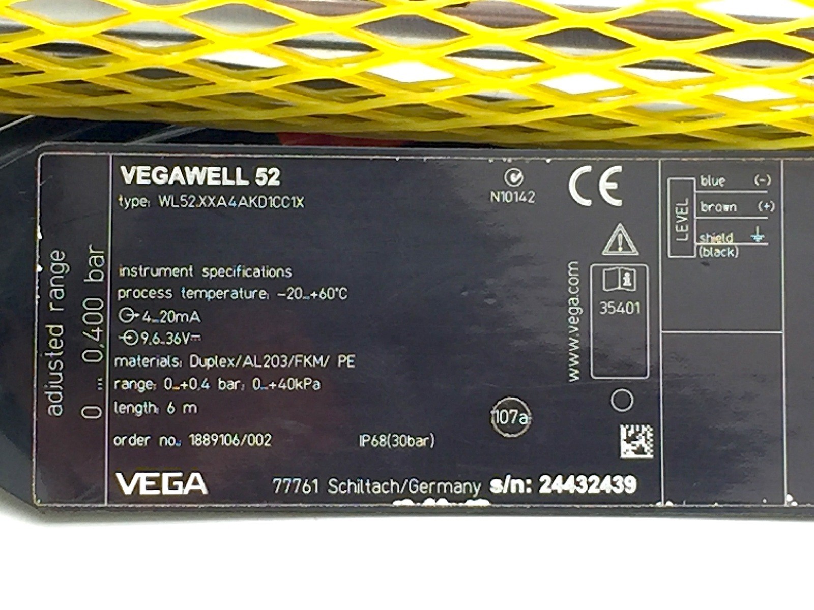 Vegawell Vega 52 Transmitter 4-20mA Pt100 6m Cable WL52 XXA4AKD1CC1X No Clamp