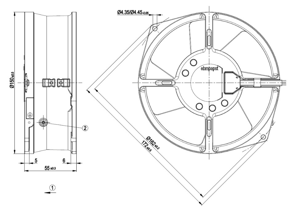 ebmpapst W2S130-AA03-71 150X55mm 230V 45/39W Metal High Temperature Fan