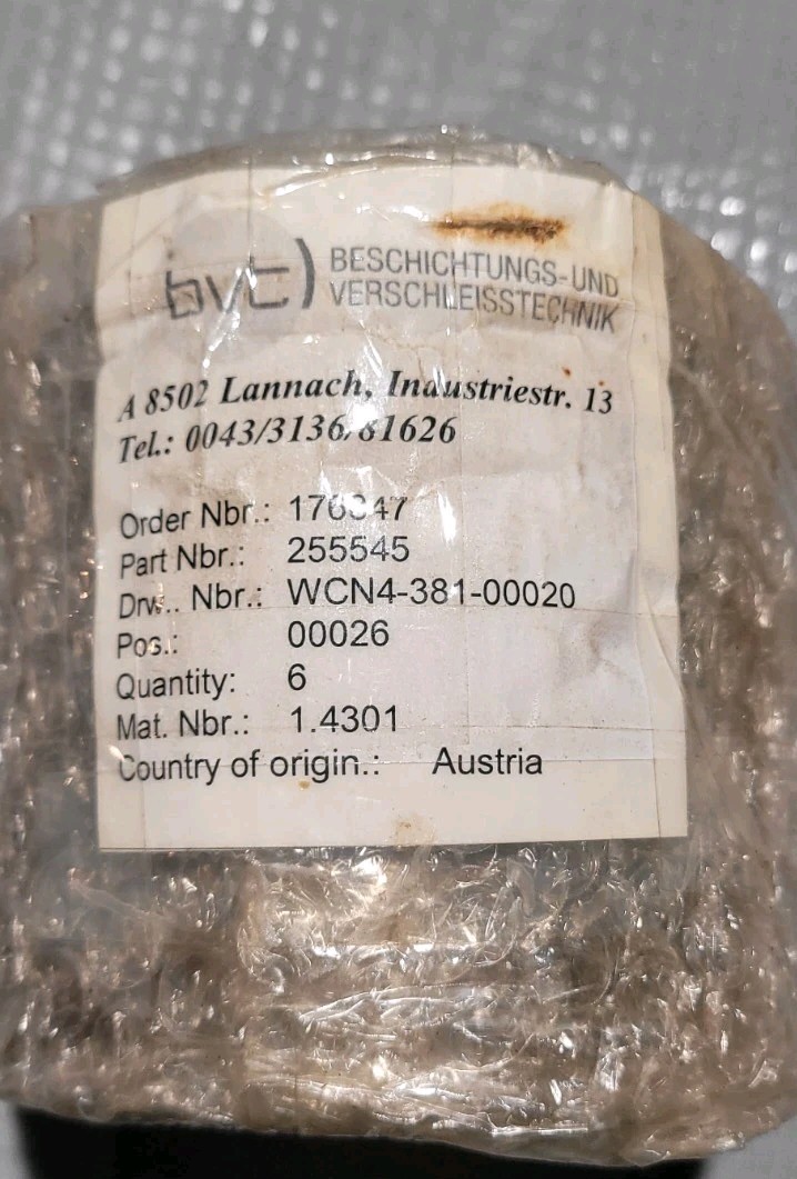 Voith BIRD Shaft Seal Sleeve 255545 WCN4-381-00020 OEM Austria NOS