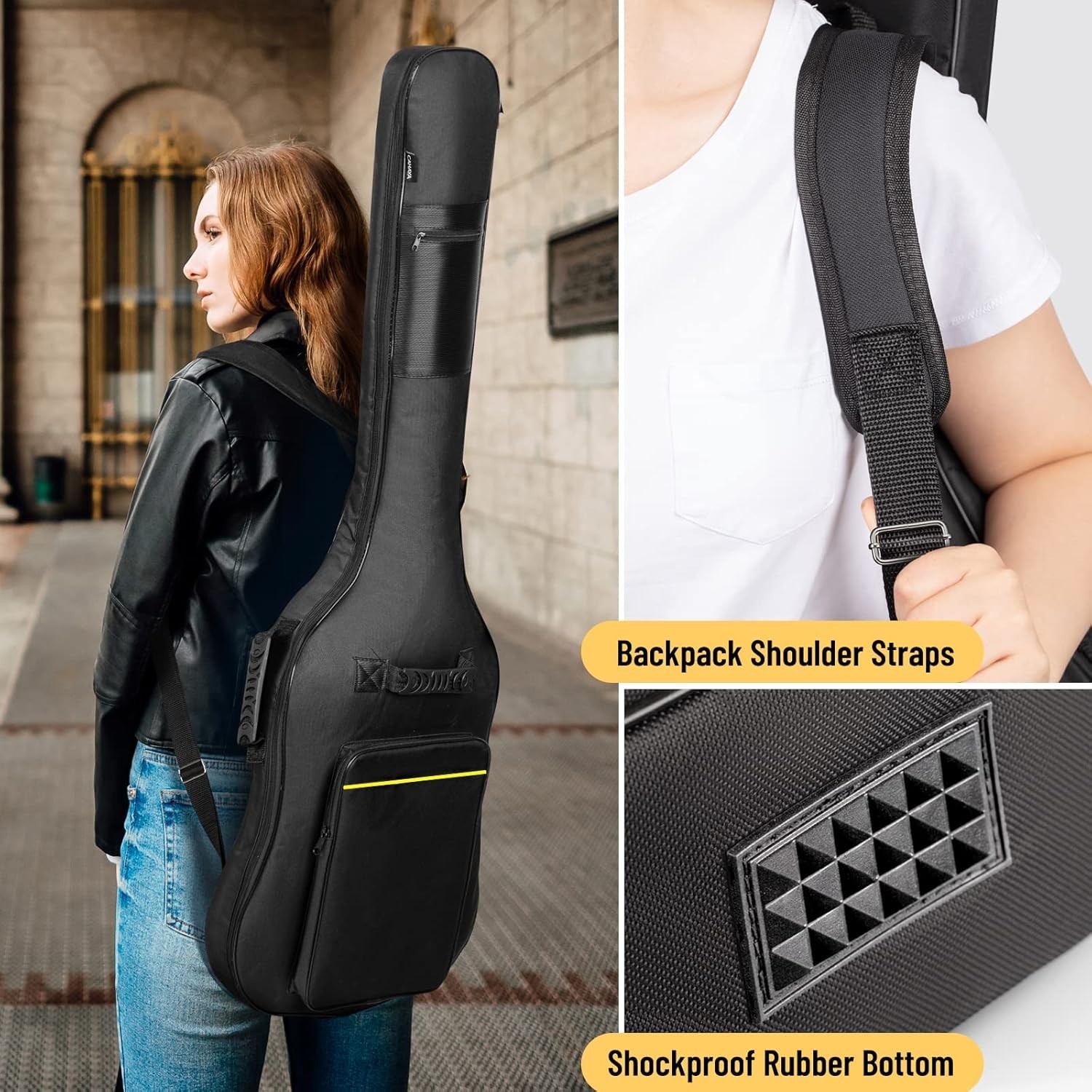 Bass Guitar Soft Case Fits Most Standard Electric Bass Guitars Hardshell Black