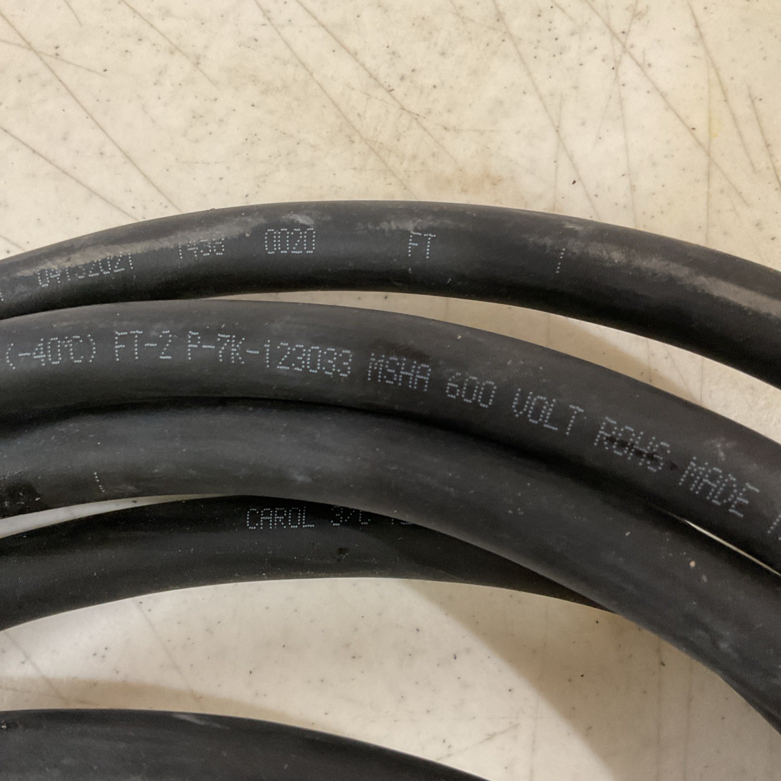 23ft Carol 3/C 12AWG ( 3.31 mm2) 90C (UL) equipment cord w/ 20A Female plug NEW