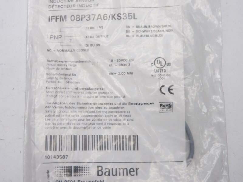 BAUMER ELECTRIC IFFM08P37A6/KS35L 10-30VDC NSMP