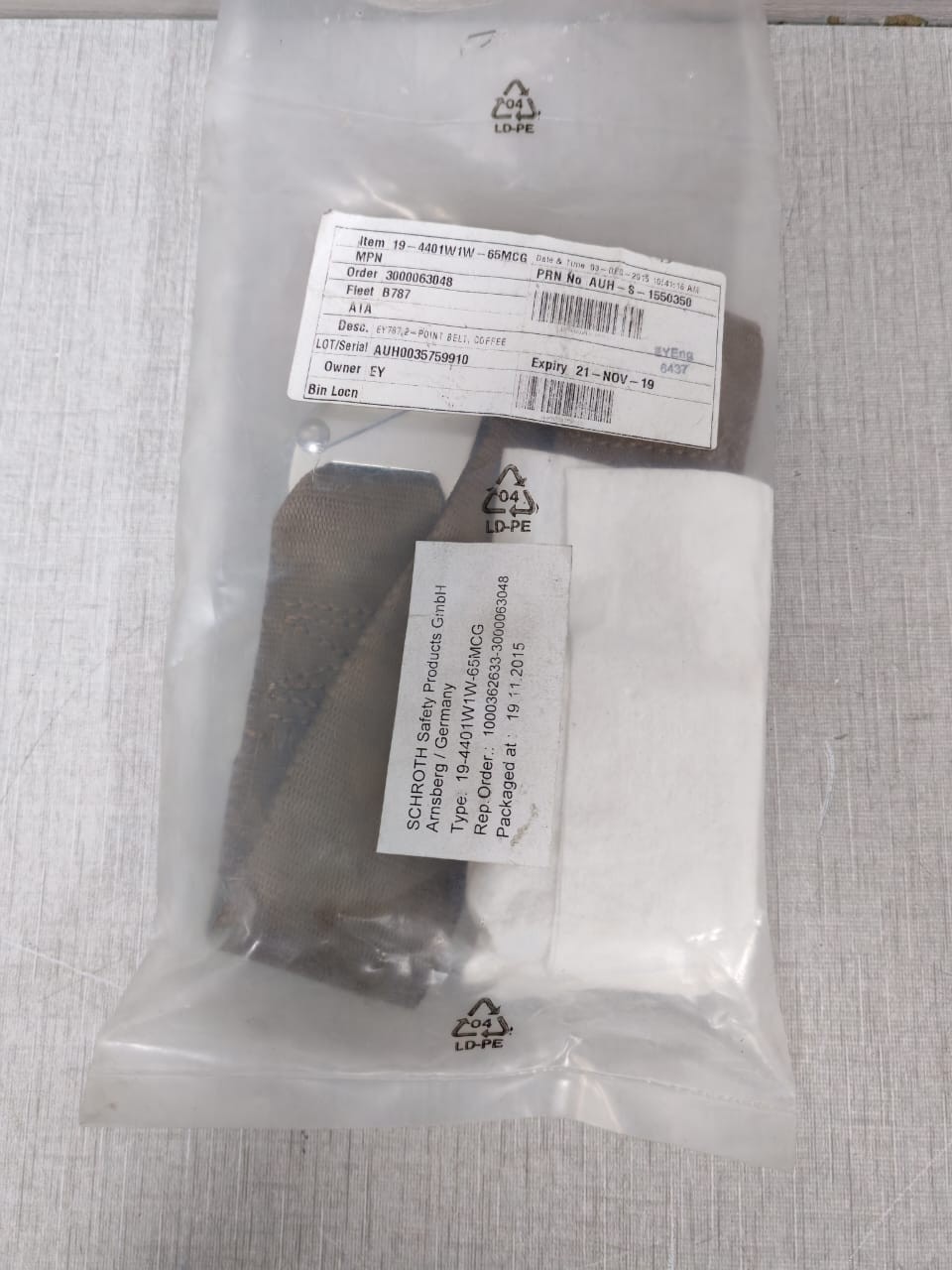 SCHROTH 19-4401W1W-65MCG EY787.2 POINT BELT