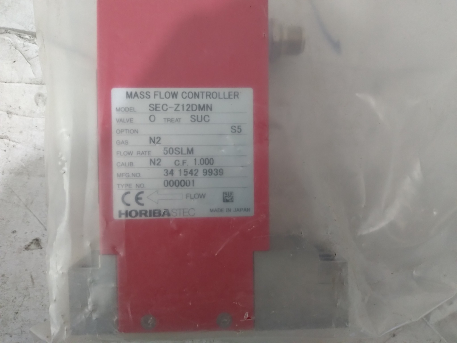HORIBASTEC MASS FLOW CONTROLLER SEC-Z12DMN N2 50 SLM