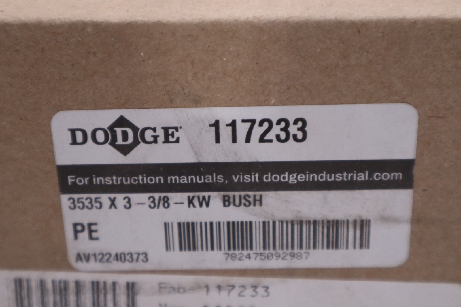 Dodge 117233 3535 X 3 -3/8-KW TAPER LOCK BUSH – NEW IN BOX – STOCK GF456A