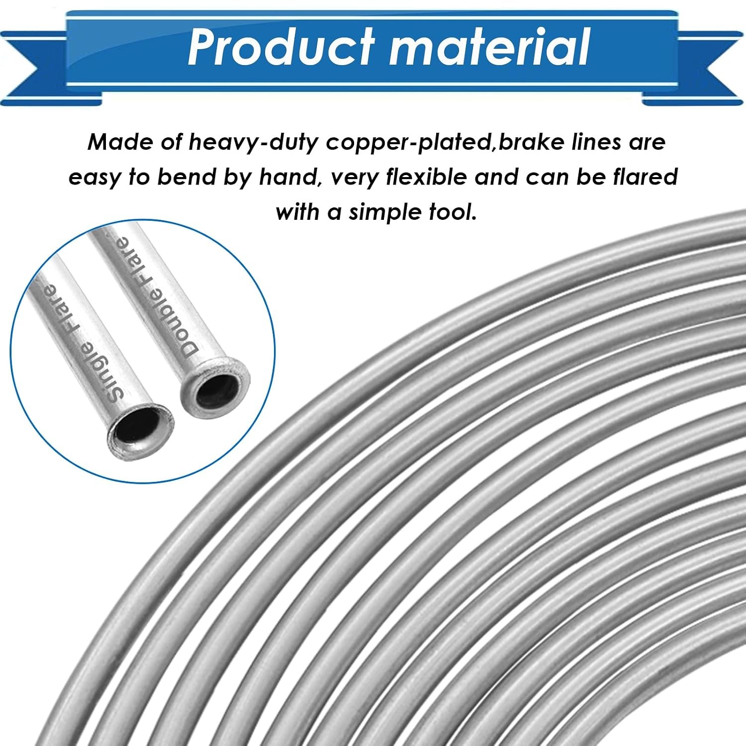 1/4 inch Flexible Zinc Coated Brake Line Tubing Kit 25 ft Alloy Tubing 1/4