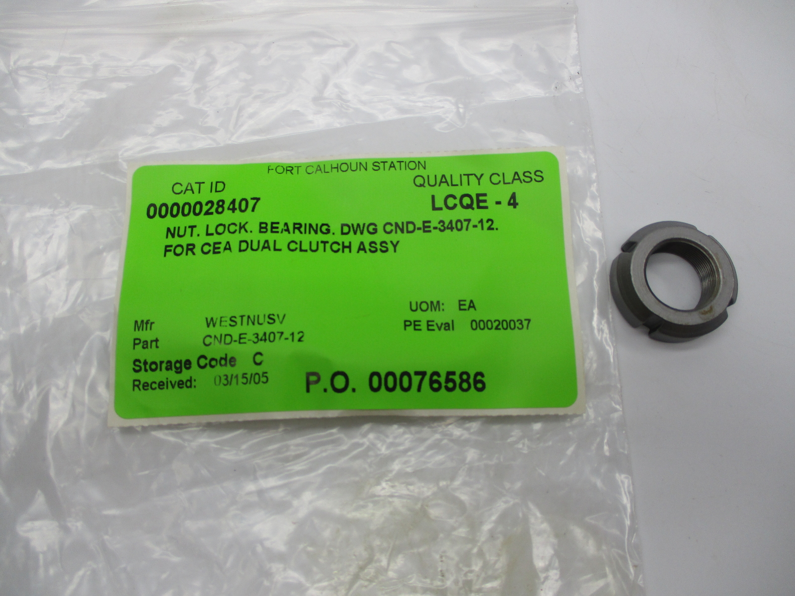 INDUSTRIAL SPARE CND-E-3407-12 BEARING LOCK NUT NSMP
