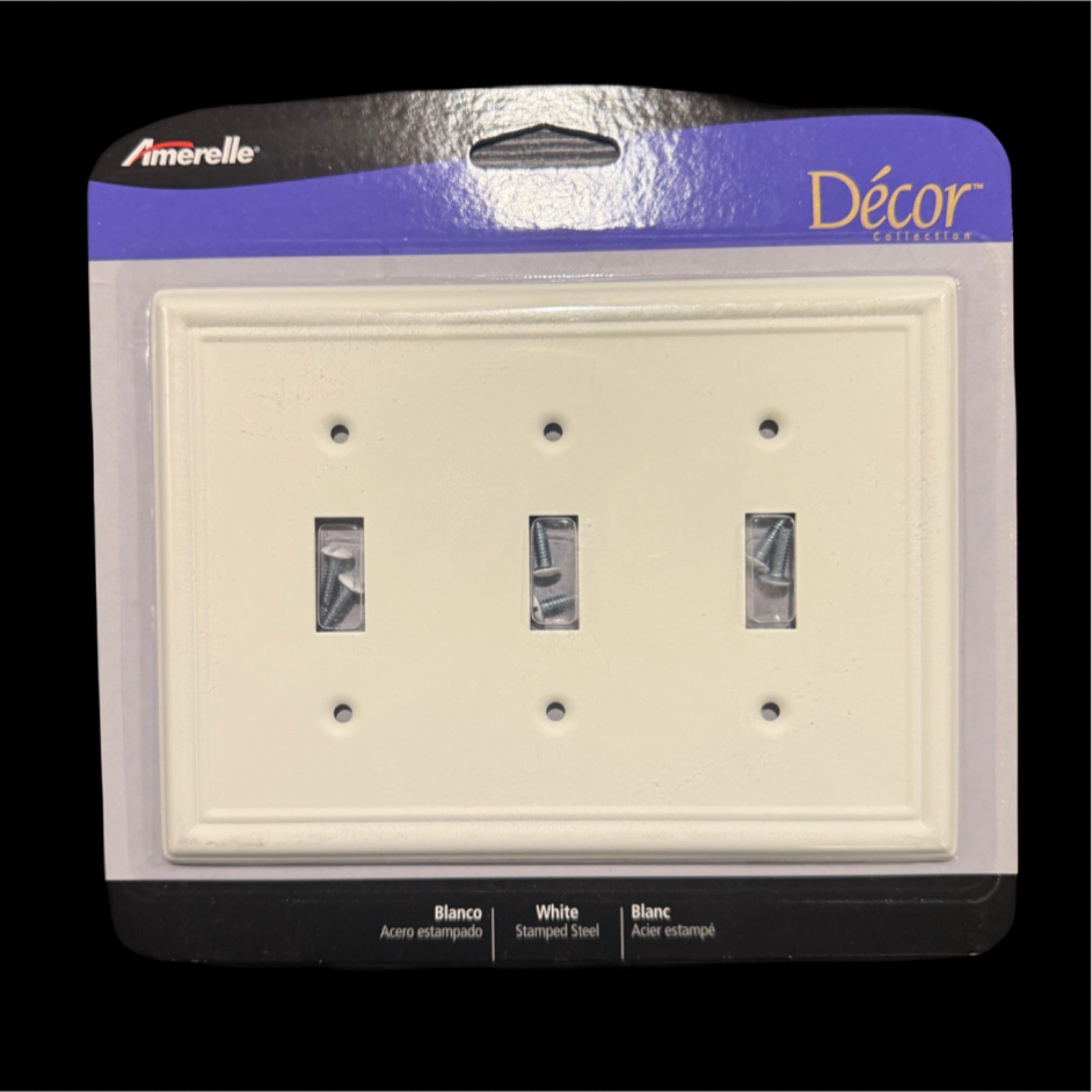 4 PACK – Amerelle 149TTTW Chelsea White 3-Gang Steel Triple Toggle Wall Plate