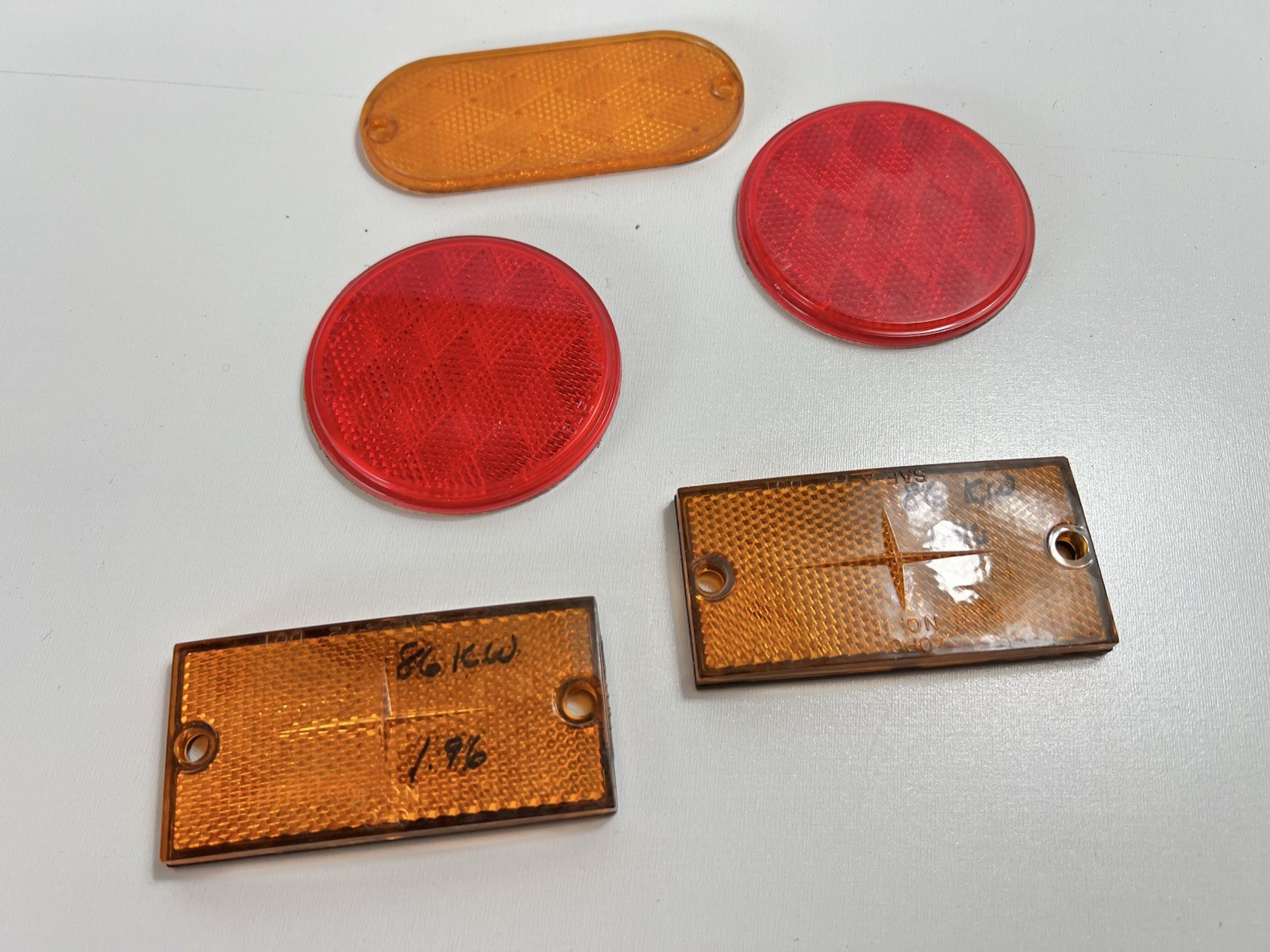 x2 Grote 4006 3″ Red Reflector SAE-A-87-DOT Adhesive Foam Back